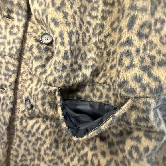 New Old Navy Leopard Print Long Line Coat 2X Textured Jacquard Tall Mob Wife - Picture 6 of 15